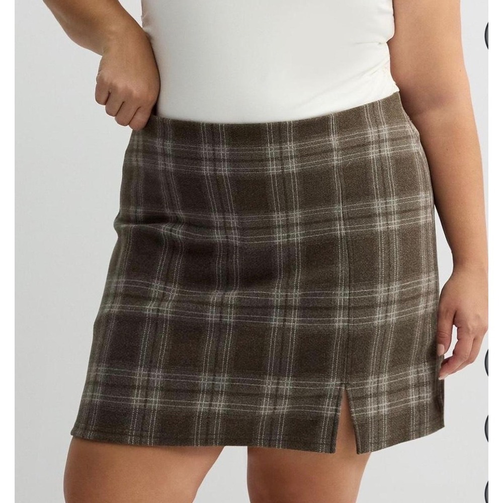 SO Goods for Life Grey Plaid A-Line Mini Skort Plus Size 3X New With Tags